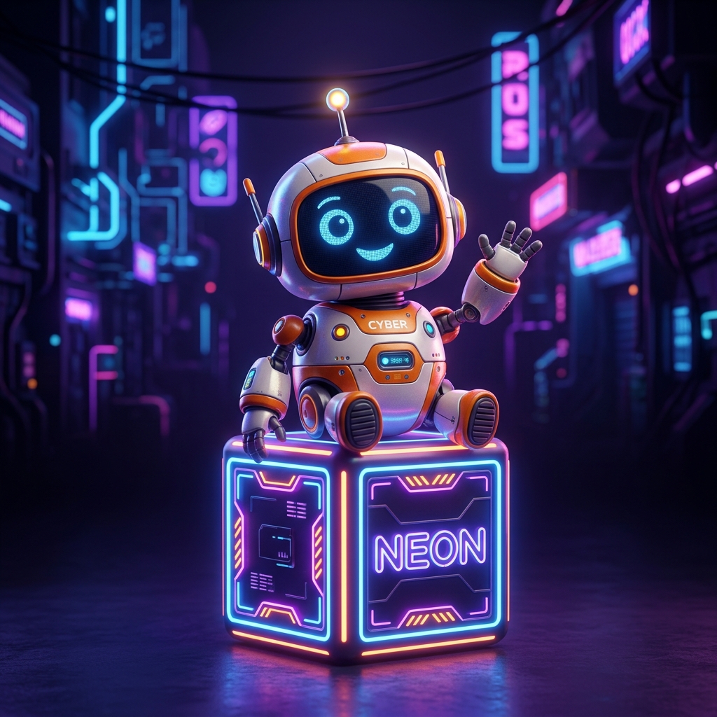 Cute robot waving